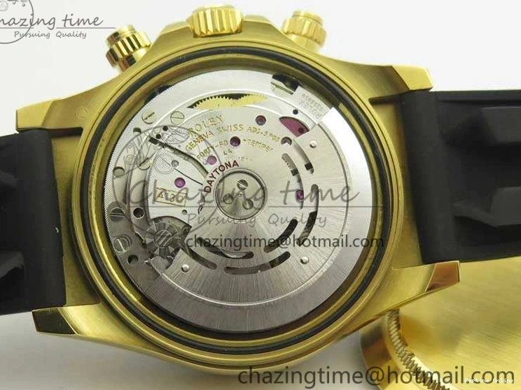 0522 Chic Daytona 116518LN YG JH Best Black Gold Dial On Rubber Strap A4130 (Free XS Rubber ) 3458